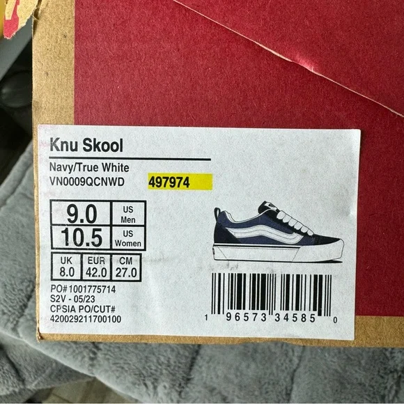VANS Knu Skool NEW Navy White Suede Men’s 9 Women’s 10.5 Puffy 497974 Kn… - Picture 7 of 9